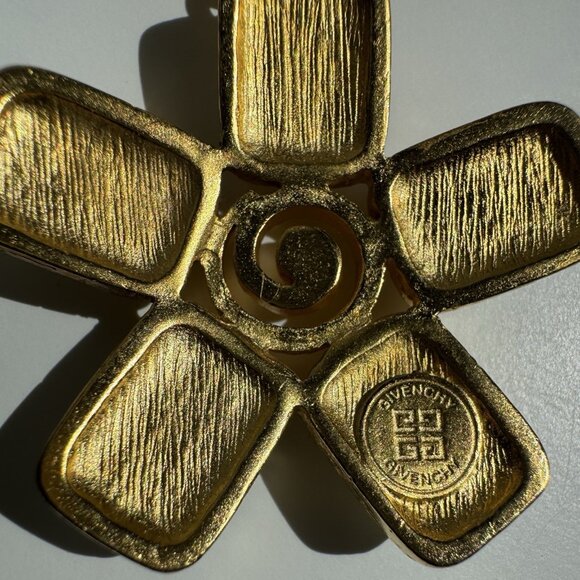 Vintage GIVENCHY Opal Lucite Golden Earrings Clip on Oversized - Picture 3 of 9